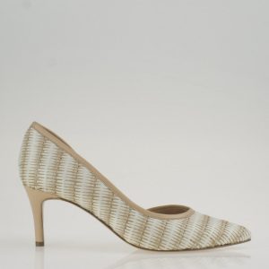 Decolletè scollato beige e bianco