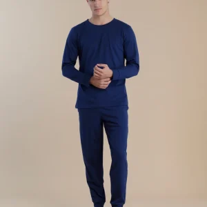 Rif.3036 Pigiama uomo in cotone manica lunga con girocollo  easy