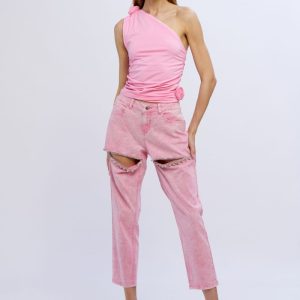 T-shirt monospalla rose