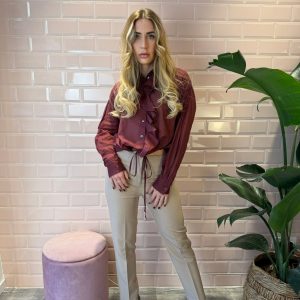 Pantalone slim alla caviglia Nocciola modello Cleo -Face To Face