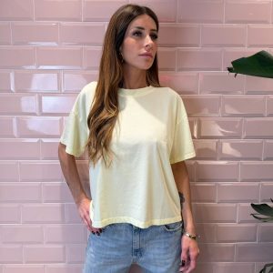 T-shirt donna scatolina giallo pastello HaveOne in cotone